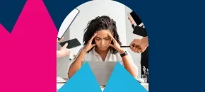 Trabajadora estresada por alta carga de trabajo