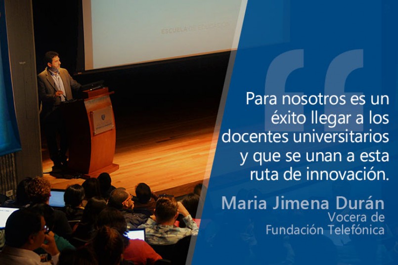 Maria Jimena Durán, vocera de Fundación Telefónica, aliado estratégico del proyecto, indicó que este convenio busca que los docentes se capaciten de forma virtual y presencial, con un acompañamiento permanente